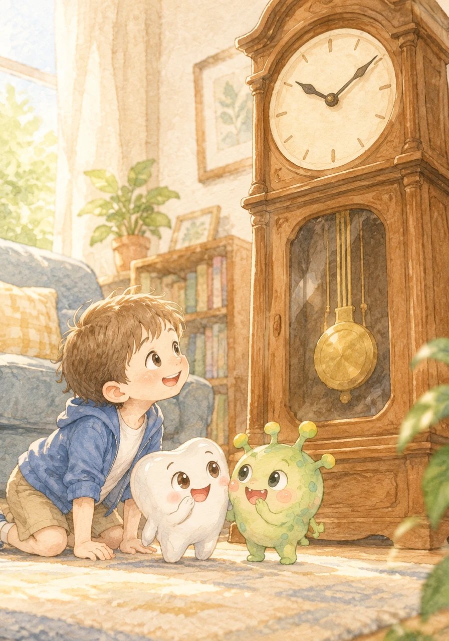 Les Micro-Bugs savent qu'ils ont besoin d'un ingrédient secret pour construire leur maison secrète : le temps. Ils regardent la grande horloge du salon et chuchotent que plus ils restent longtemps sans être dérangés, plus ils deviennent forts.