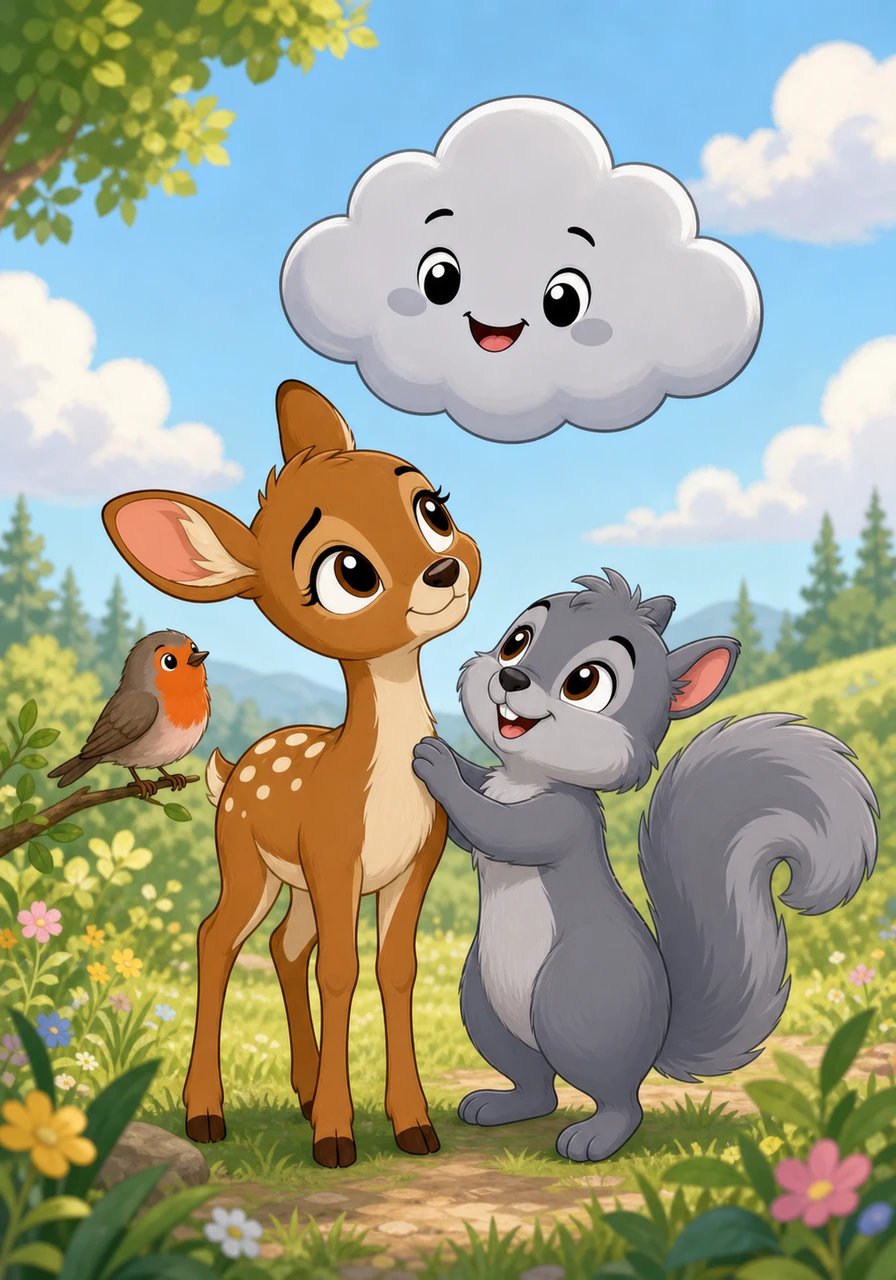 Shadow, Daisy, and the robin offered gentle words of comfort, assuring the cloud that being small did not make it any less important. They explained that even small clouds perform special jobs, like giving plants a cool break from the hot sun or creating beautiful shapes in the sky. Hearing this, the little cloud blinked in wonder and smiled for the very first time.