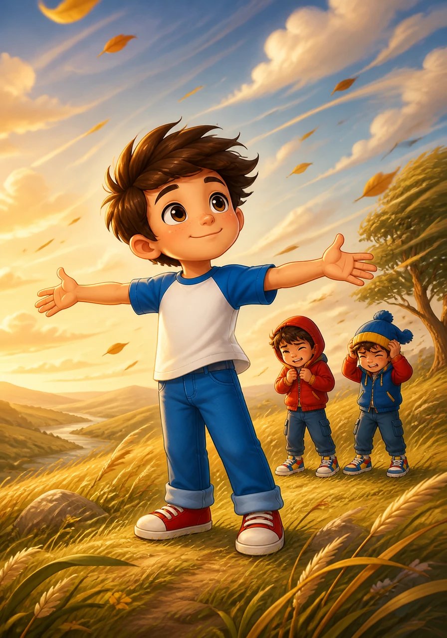 Leo was a boy who felt the wind differently. When others ran from gusts or buttoned up against breezes, Leo would spread his arms wide and listen. For him, the wind wasn't just moving air; it was a silent friend, a whisperer of secrets from far-off lands.