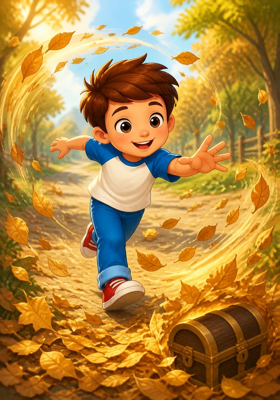 On sunny afternoons, the wind would playfully tug at his shirt or send dry leaves dancing in circles around him. Leo would giggle and chase them, feeling the wind guiding his every step as if it were leading him to hidden treasures.