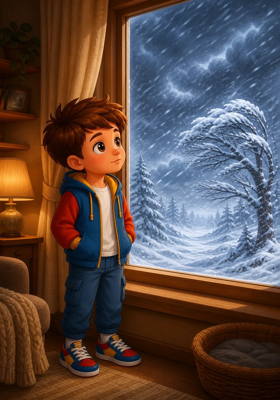 But the wind could also be powerful and unpredictable. During winter, it roared through the trees like a giant, bending the branches and making the windows rattle. Leo watched from inside, wondering what message the wind carried across the frozen landscape.