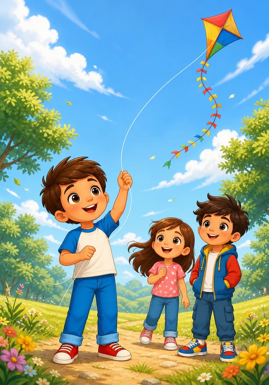 Whether happy or sad, the wind was always there. When he felt lonely, a soft rustle in the trees felt like a comforting hug. And when he felt joyful, the wind would lift his kite high, high into the blue sky.