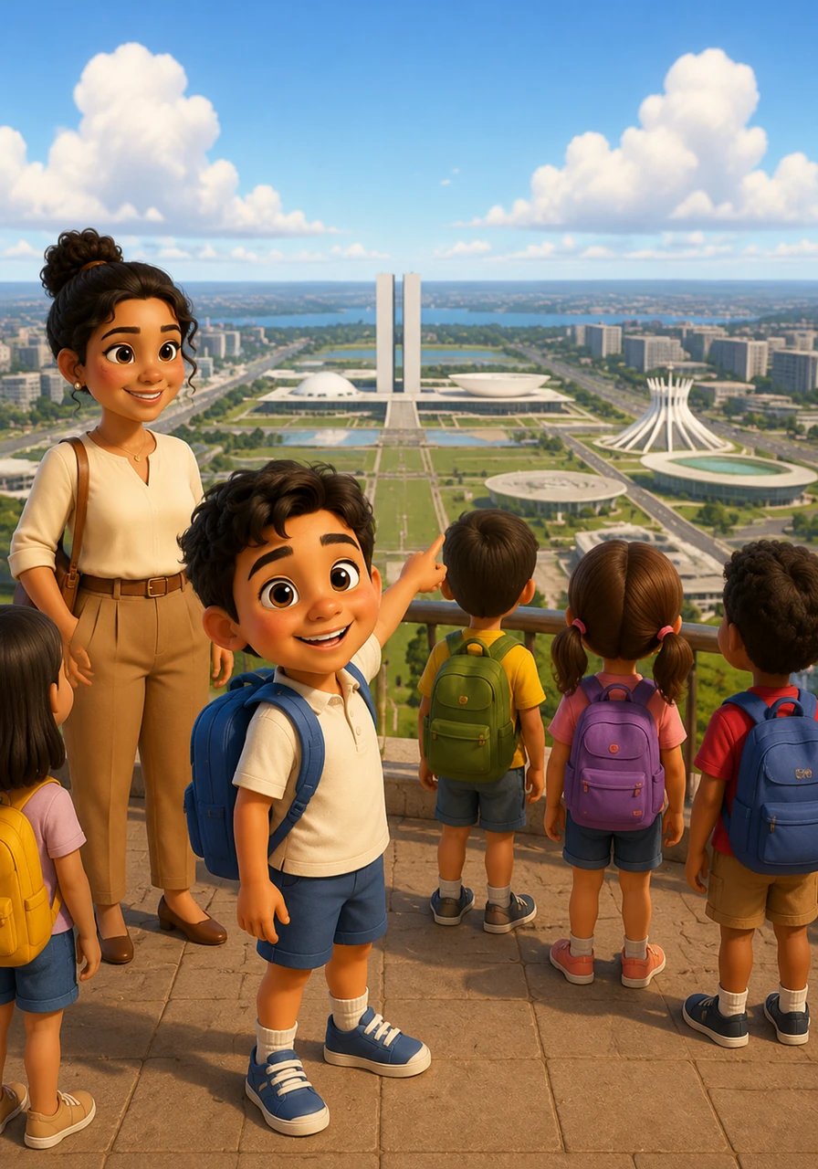 Luego viajan al interior del país para conocer Brasilia, la fascinante capital de Brasil. Mateo descubre emocionado que la ciudad fue diseñada desde el aire con la forma de un avión gigante lleno de edificios modernos.