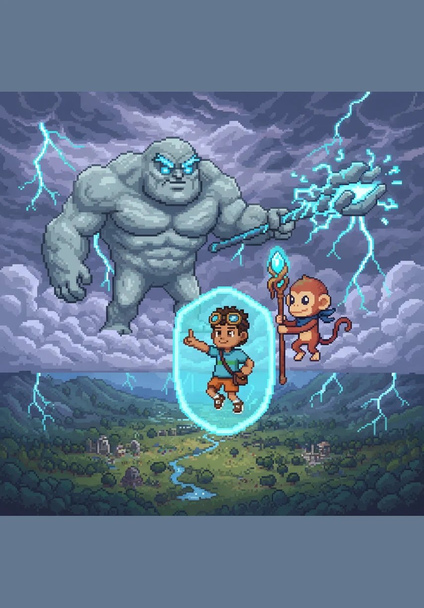 High above, the Storm King turns a deep shade of purple with rage, his lightning bolts flickering like angry neon signs. "They forgot about ME?" he roars, puffing out his cheeks to blow a freezing, wet wind down at the valley.