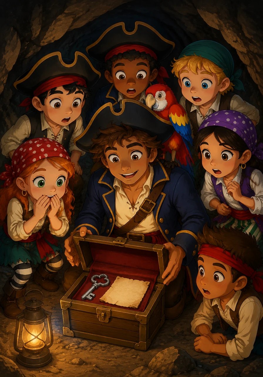 Inside the hollow rock, Leo discovered a small, wooden box sealed with a wax stamp. When he opened it, there was no gold, but instead a shiny silver key and a second riddle written on parchment.