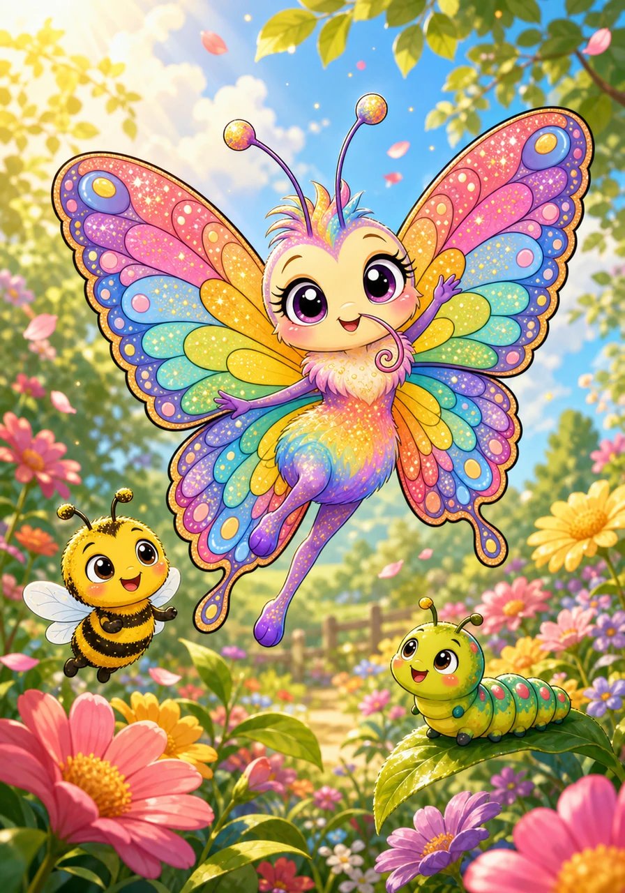 彩彩终于明白了自己新身份的意义,她不再只是那个只知道吃东西的小毛毛虫,而是一位传播生命与美丽的乡村舞者。她快乐地飞过一朵又一朵鲜花,为整片花园带去生机。