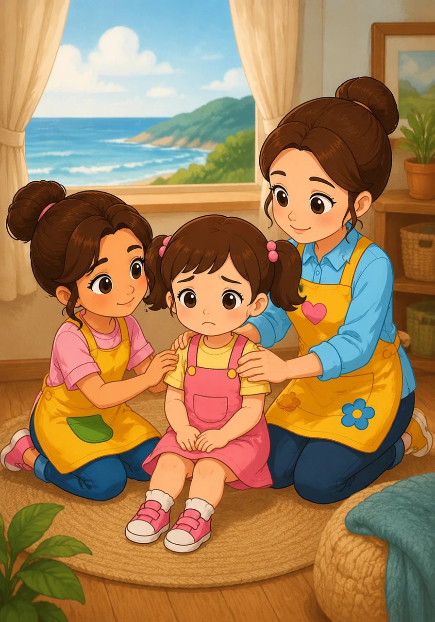 Moving to Queensland means Mia will be leaving Moving Mountains Village soon. It is completely okay to feel sad, quiet, or confused when someone you like moves away. Feelings are like ocean waves that come and go, and all feelings are safe to share.