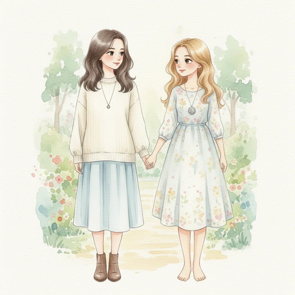 Minji virou a cabeça e seus olhos encontraram os de Tiffany. Um entendimento mútuo passou entre elas, uma conversa sem palavras que falava de afeto, segurança e a alegria de estarem juntas. A frieza percebida de Minji se suavizava sob o olhar gentil de Tiffany, revelando a ternura escondida.