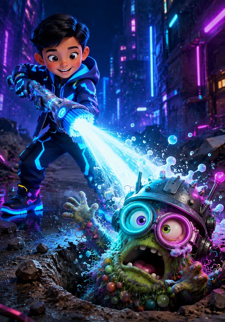 Next up was the trickiest villain in the entire city: Sir Cavity, a sneaky little guy who loved to dig holes in Leo’s teeth. Luckily, Leo possessed a powerful secret weapon—a bright blue brush that fired a minty-fresh laser beam of toothpaste.
