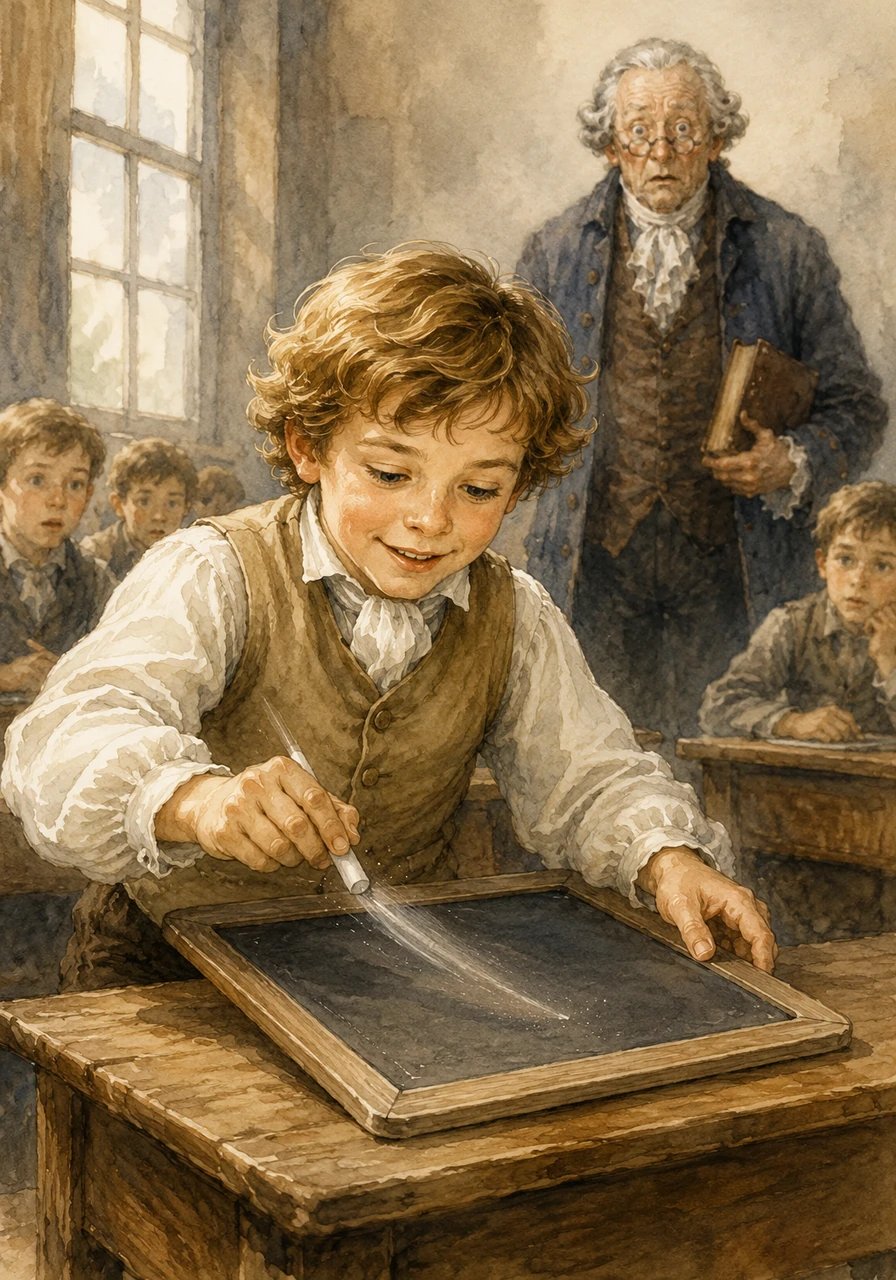 Instead of doing one hundred slow additions, Carl realized he could just multiply the 50 pairs by 101. In a spectacular flash of genius, his chalk flew across the stone slate, instantly calculating the grand total of 5,050.