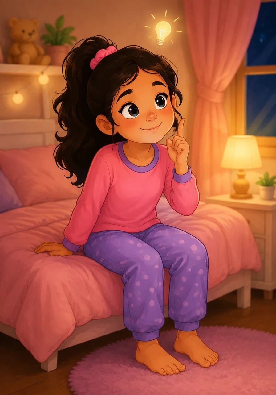 Karla sits on the edge of her bed in her cozy room, thinking about the vast world filled with wooden, stone, and golden gods. She realizes that her God is unique because He is living and present in her life. She decides right then that she wants to share this wonderful news with others.
