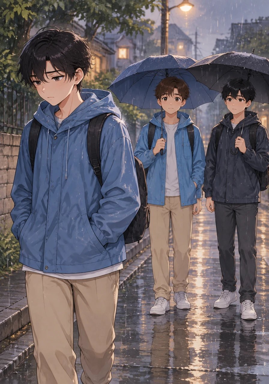 雨天的放學路上,羽晨幾度轉過頭想開口解釋,卻因為一時的固執與自尊,最終選擇了低頭默默離開。那一聲未出口的抱歉,成了兩人關係的轉捩點。