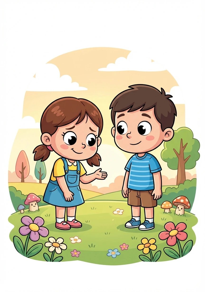 A menina sorriu timidamente e respondeu: "Oi, Lucas. Eu sou Ana. Estou bem, só um pouco sozinha."