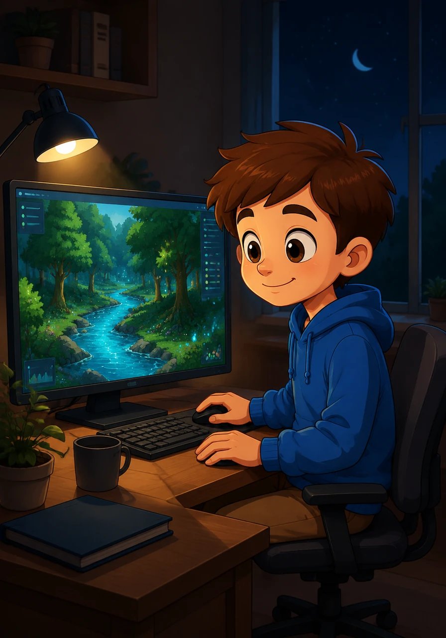Late into the night, Leo coded the core interactive features, converting complex climate data into engaging mini-games and visual charts. Tap by tap, static graphs turned into animated simulations where rivers flowed and trees bloomed in real time. Leo smiled as he watched his code bring the delicate forest ecosystem to life on the glowing screen.