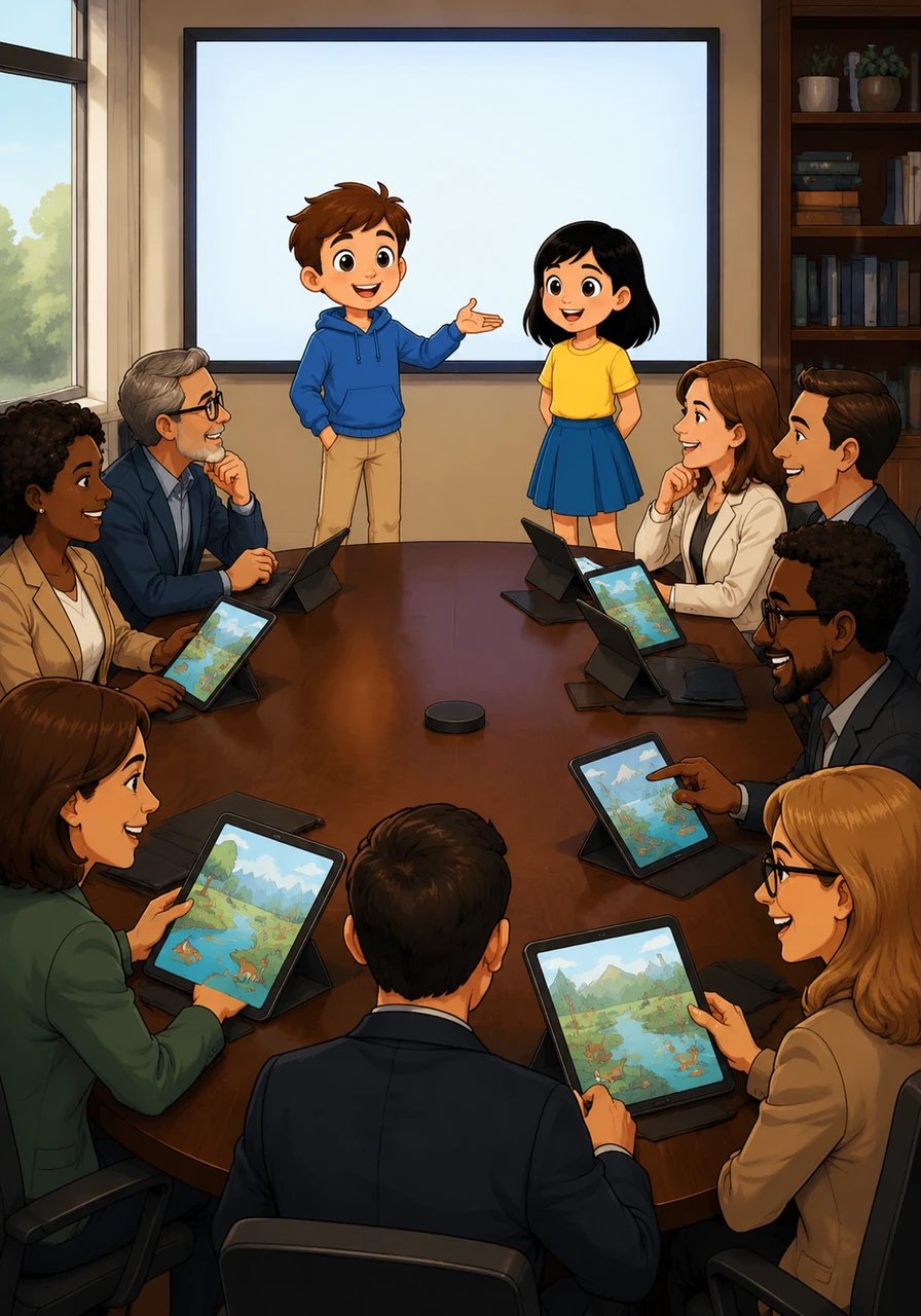 Word spread quickly, and the school principal invited Leo to present Smart Ecology at the weekly board meeting. Sitting around a large wooden table, the teachers and school leaders took turns testing the digital textbook on school tablets. After seeing the seamless blend of curriculum standards and interactive fun, the board unanimously approved a full pilot program.