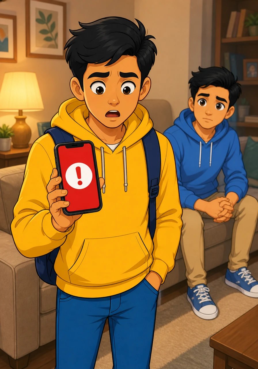 Inspired by how fast Aryan completed the bill payments, Karan opens his own banking app to transfer his share of next month's rent. However, his smile instantly vanishes as a bright red notification pops up on his screen, declaring that the transaction has failed.