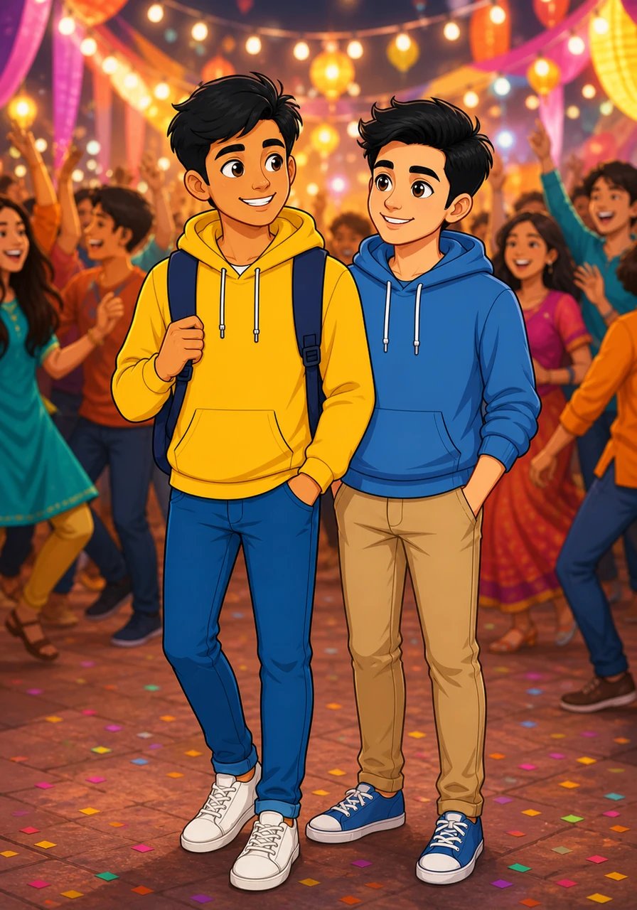 As music begins to echo through the crowd, Karan reflects on the valuable lessons he learned about digital security, budgeting, and self-control. He smiles warmly at Aryan, realizing that practicing patience and planning ahead made this moment of celebration truly worth the wait.