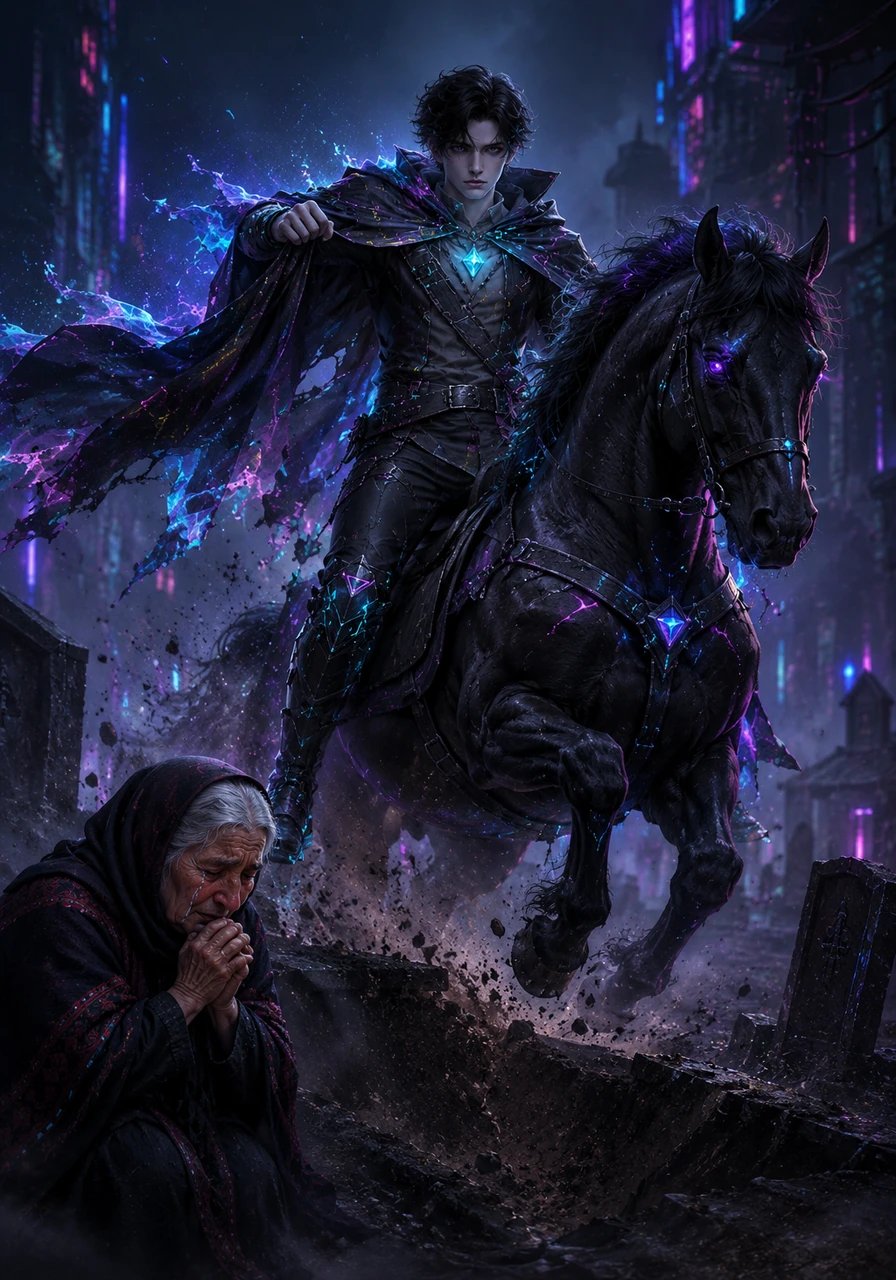 Deep within the earth of the village graveyard, the power of the mother's immense grief and the weight of the unfulfilled Besa shake Kostandin's resting place. Driven by his sacred word, the young man miraculously rises from the grave, dusts off his dark cloak, and leaps onto his black stallion.