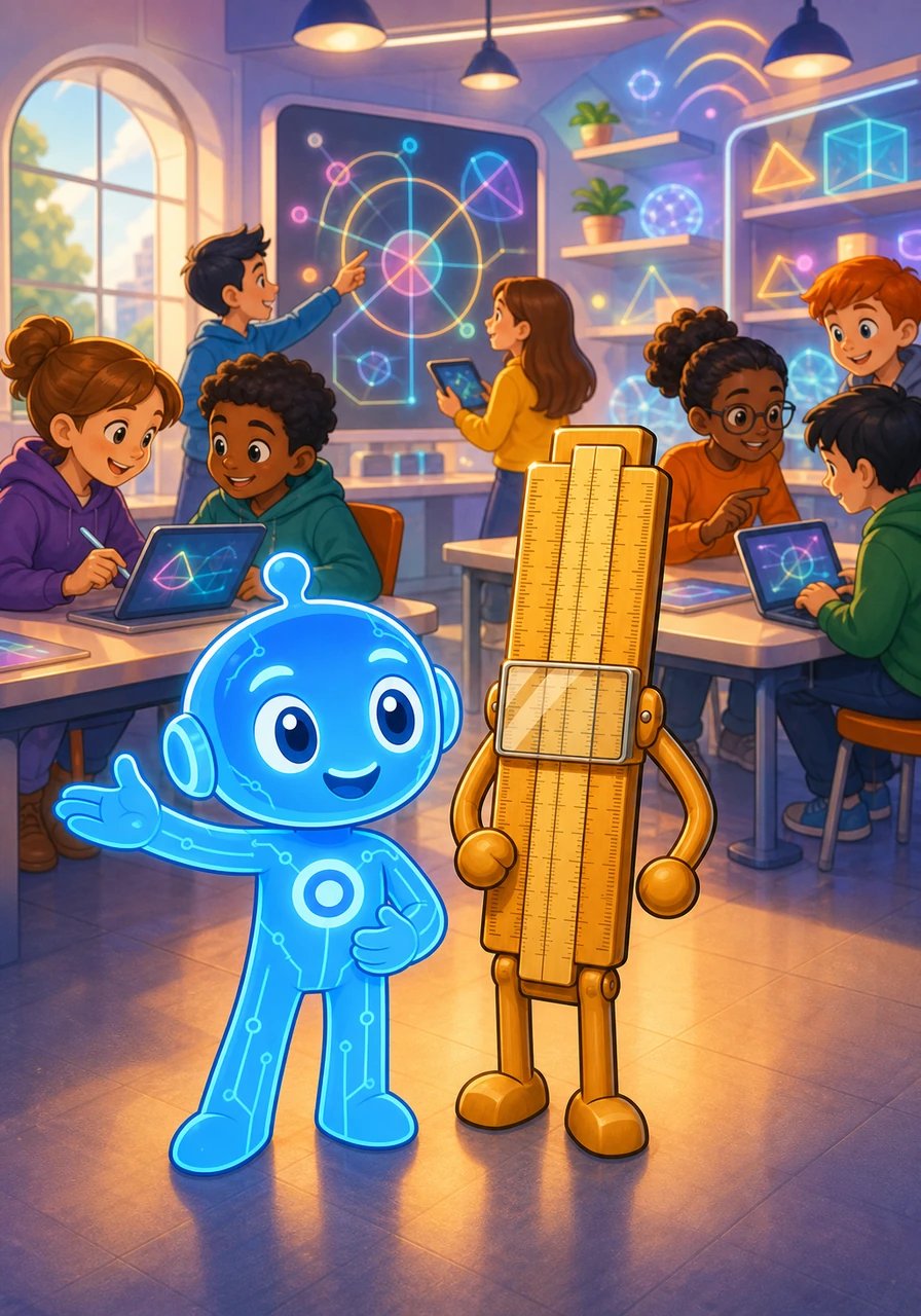 Spark then reveals a vibrant modern learning studio bursting with collaborative energy, where students work together around interactive whiteboards, laptops, and tablets. Here, the focus shifts toward problem-solving, digital tools, and reflective discussions that encourage learners to question and explore. Though the tools have transformed, Spark reminds Slider that deep subject knowledge remains as essential as ever.
