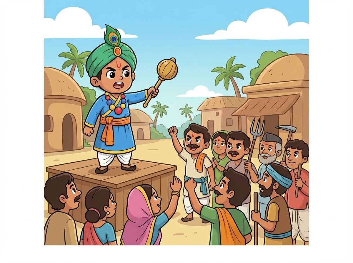 धर्मवीर ने राजा के खिलाफ लड़ने का फैसला किया। उसने गाँव वालों को इकट्ठा किया और उन्हें राजा के अत्याचारों के बारे में बताया। गाँव वाले धर्मवीर के साथ लड़ने के लिए तैयार हो गए।