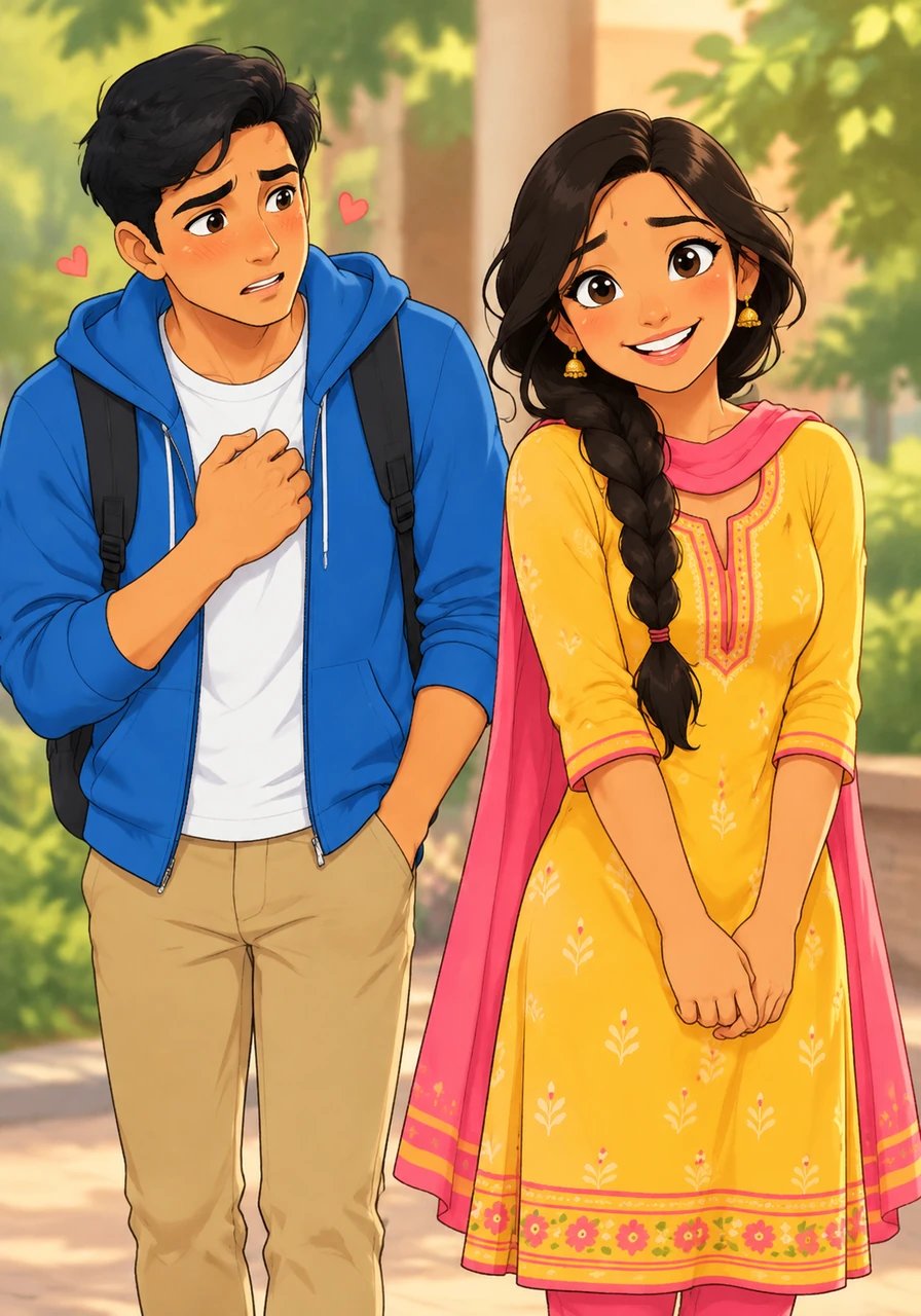 आरव हमेशा से उसे दिल ही दिल में पसंद करता था, लेकिन अपनी भावनाएं व्यक्त करने की हिम्मत नहीं जुटा पाता था। जब भी वह सामने आती, आरव का दिल ज़ोर से धड़कने लगता लेकिन शब्द जुबां तक नहीं आ पाते थे।