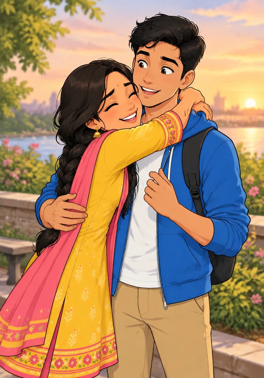 उसने आरव से कहा कि वह उसे बहुत पसंद करती है और चाहती है कि वह उसका प्यार स्वीकार करे। यह कहते ही उसने आरव को प्यार से गले लगा लिया।