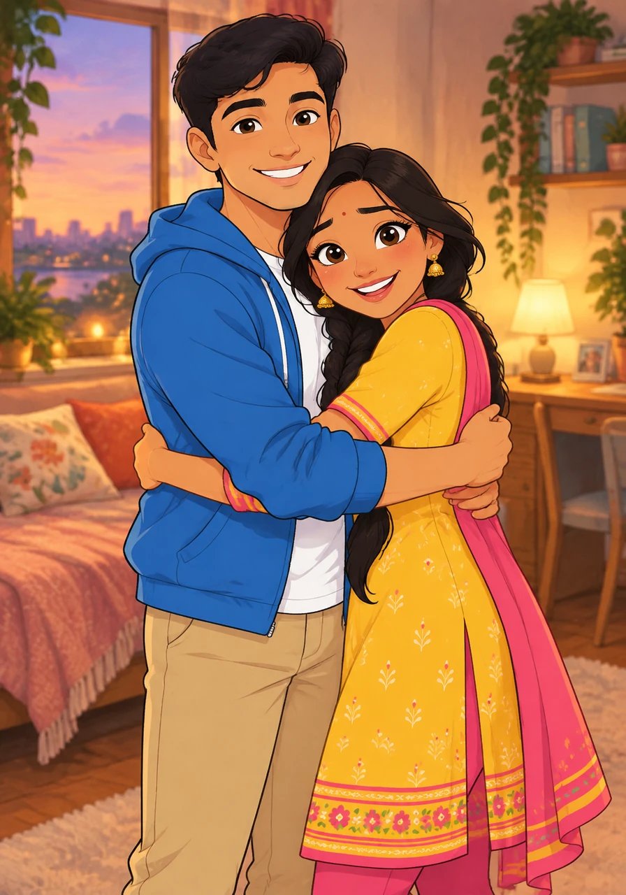 आरव के चेहरे पर एक खुशमिज़ाज मुस्कान बिखर गई। उसने भी मुस्कुराते हुए उसे कसकर थाम लिया और दोनों ने एक-दूसरे से अपने प्यार का इज़हार किया।