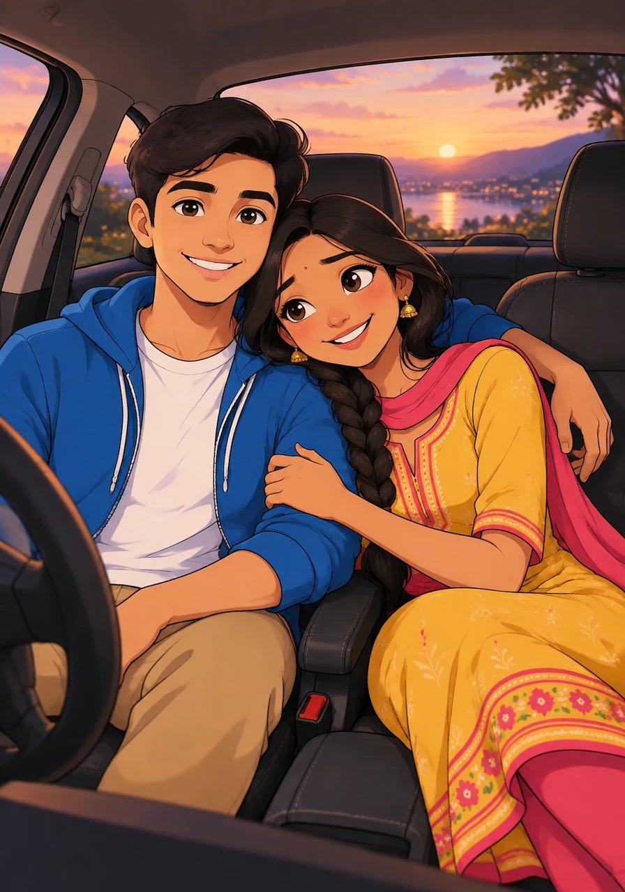 इसके बाद दोनों कार में चले गए और एक शांत जगह पर कार रोक ली। कार का माहौल बहुत ही रोमांटिक और सुकून से भरा हुआ था।
