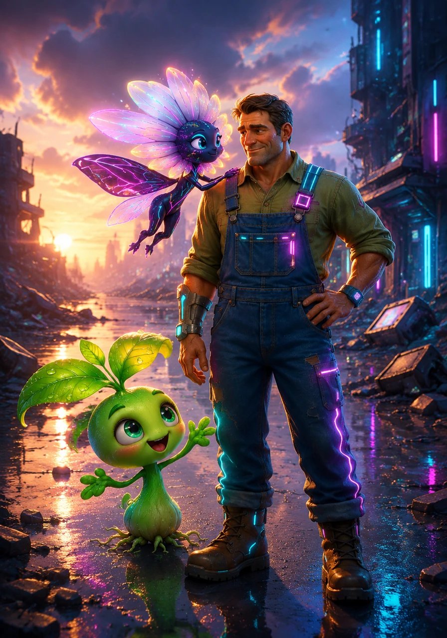 When the storm passed and the morning sky cleared, Sunny was proud to find himself still standing tall and unharmed. A beautiful butterfly named Bella fluttered down to visit, comforting him by explaining that flowers bloom simply to do their best, not to compete with others.