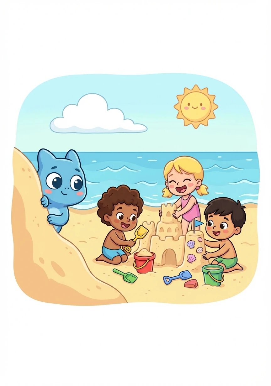 Spirit aperçut des enfants qui construisaient un château de sable. Il ralentit et les observa avec curiosité.