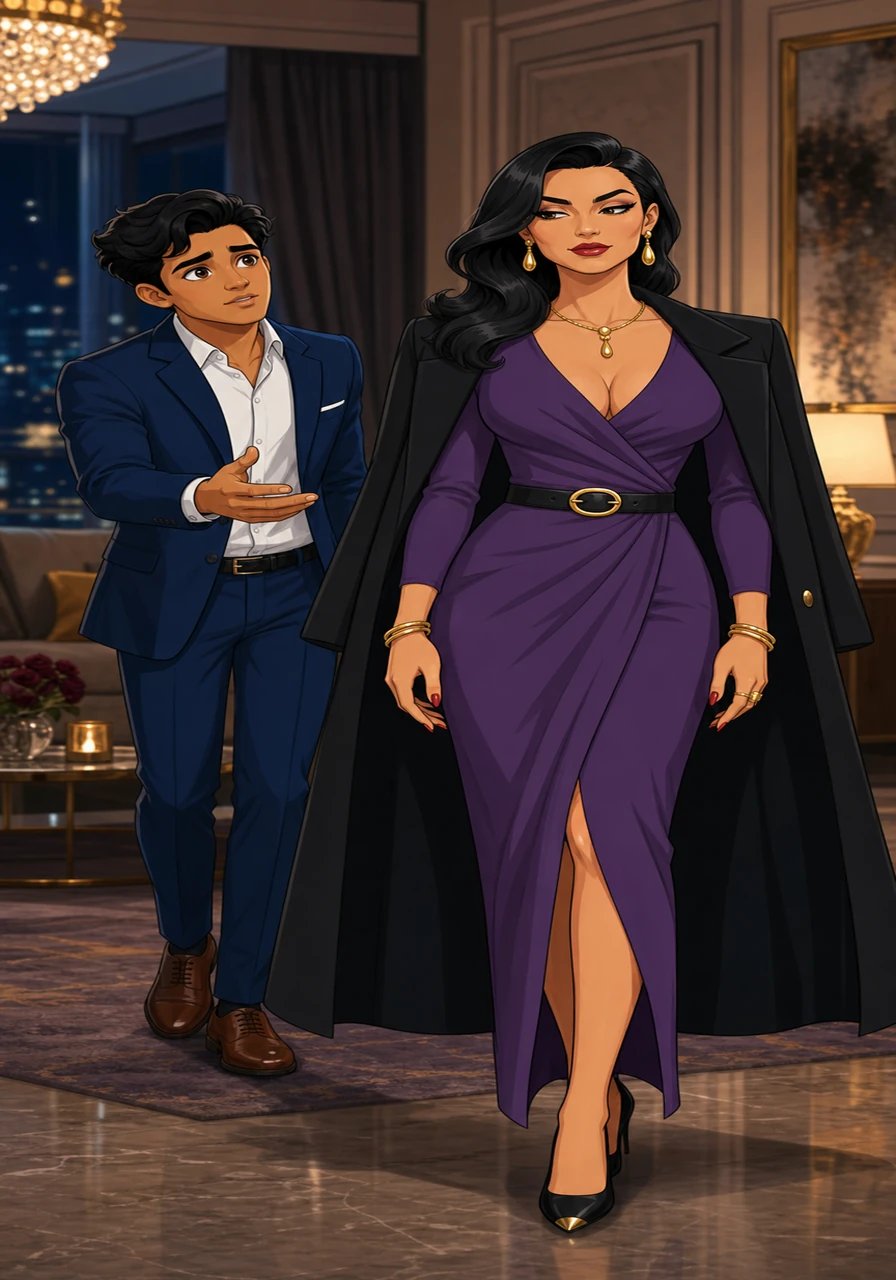 As weeks passed, Rahul moved closer into Kamini's orbit, hoping for traditional maternal care, but found only distance disguised as glamour. Kamini offered no home-cooked meals or comforting advice, relying instead on her seductive charisma and enigmatic presence to keep him utterly fascinated.