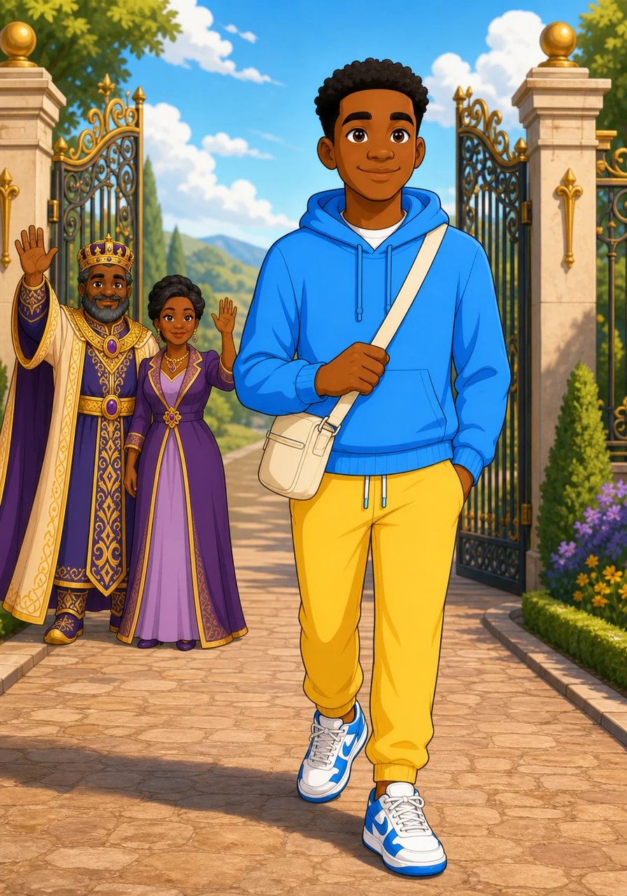 Packing only a light bag, Jaquon bade farewell to his parents and walked through the grand gates with his head held high. He felt confident and eager to prove that he could make a name for himself without relying on his family's fortune or position. The open road ahead promised exciting adventures and limitless freedom.