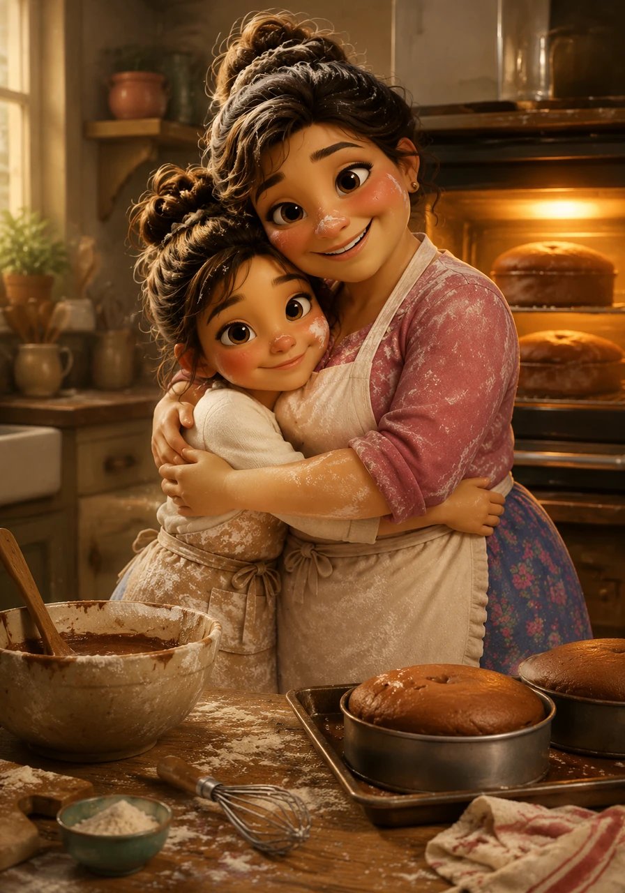 Through the oven window, they watched in fascination as the chocolate mixtures slowly expanded and rose above the rims. Isabella rested her head against her mother's shoulder, feeling deeply grateful for this messy, beautiful day. Tresa squeezed her tight, proud of the patience her daughter had shown.