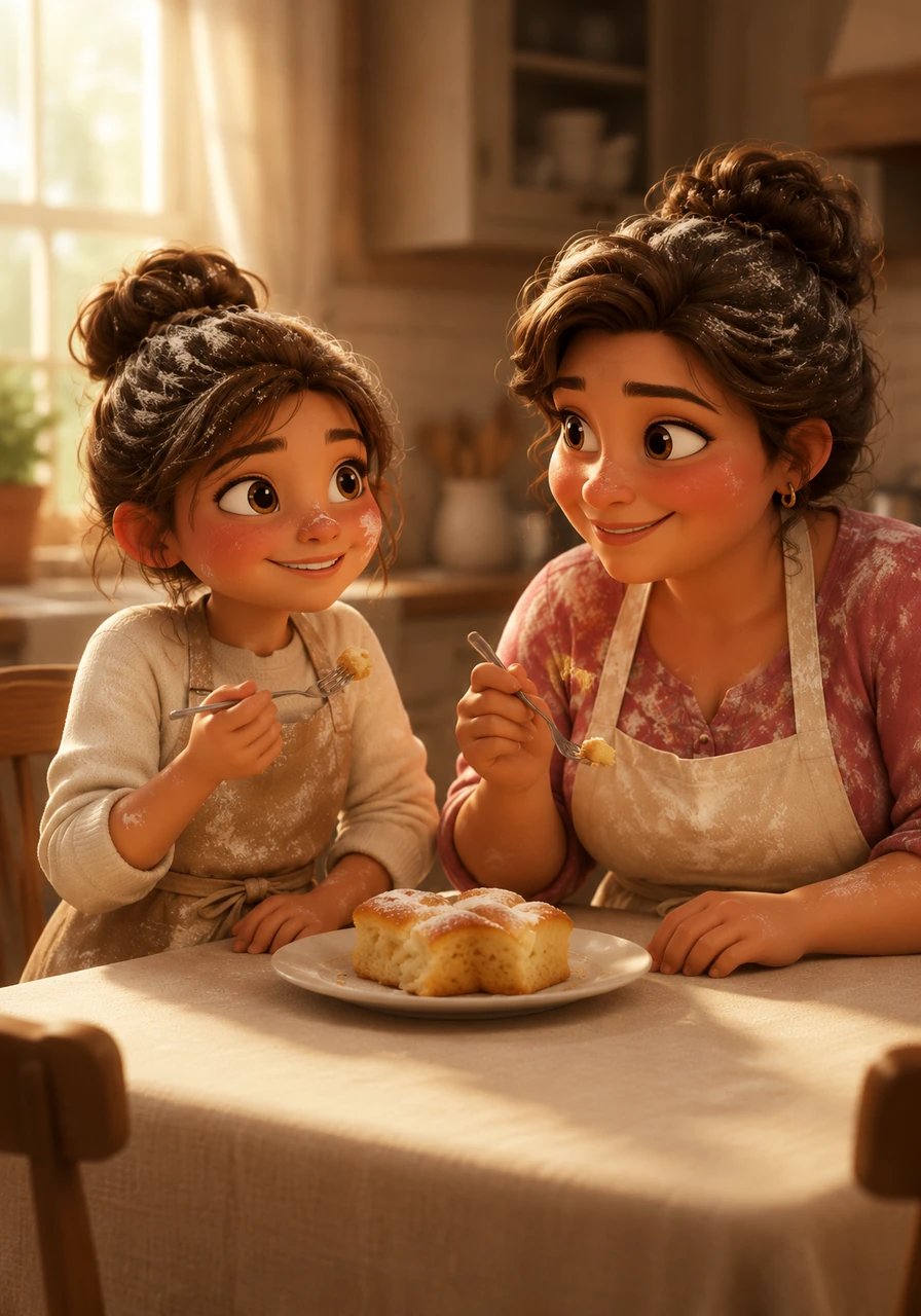 Sitting at the sunlit dining table, they took their first delicious bites of the warm, airy treat. Isabella smiled at her mother, realizing the most important ingredient in the kitchen would always be love. Tresa smiled back, knowing her daughter had learned a beautiful lesson about patience and connection.