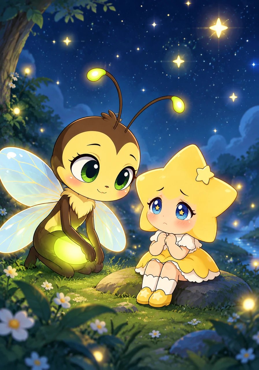 Lumi gently asked why she kept her light hidden, and Twinkle let out a long sigh. The little star worried her glow was far too faint compared to the big, magnificent stars shining around her. Lumi listened with warmth and patience, knowing that very same feeling of being small.
