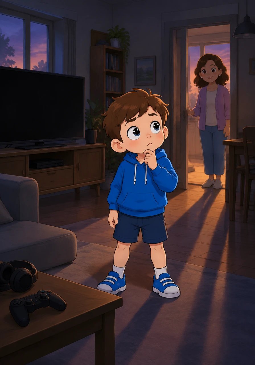 Shadows lengthened across the quiet house as the Great Blackout of Oak Street officially took hold. The silent screens and darkened lights meant Leo's blue light kingdom was gone for now. Standing in the silent room, the young gamer realized he was about to face a completely new kind of adventure.