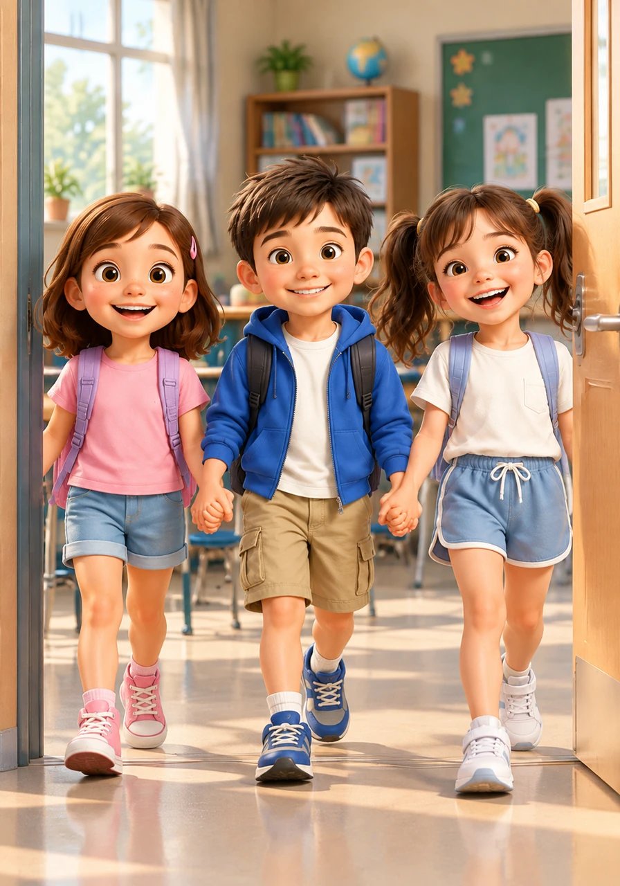 Hand in Hand gehen Jungen und Mädchen zurück in den Klassenraum der 2a. Das gemeinsame Spielen hat allen riesigen Spaß gemacht. Sie sind ein super Team!