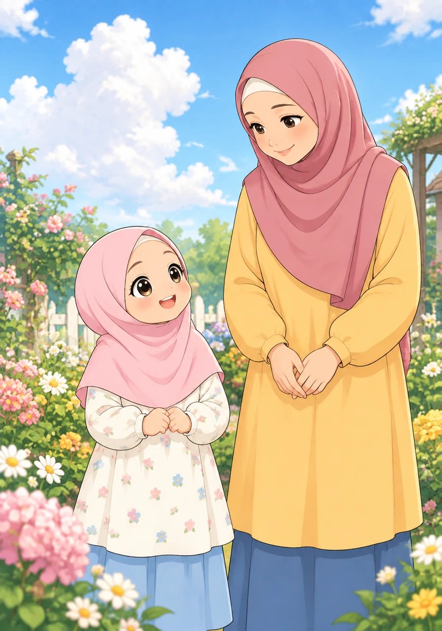 On a bright, sunny morning, little Fiyya steps outside into her colorful garden and gazes up at the sky. Looking at the soft fluffy clouds drifting across the blue sky, her heart fills with wonder. She turns to her mother with a curious smile and asks who made everything around them.