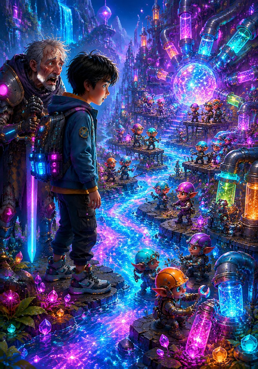 Crossing a sparkling river, Leo enters the Micronutrient Valley, where tiny Vitamins and Minerals act as expert mechanics maintaining complex machinery. Though small, these workers control vital chemical reactions, support the immune system, and keep bones strong. Leo realizes that even the smallest nutrients play an indispensable role in maintaining daily health.