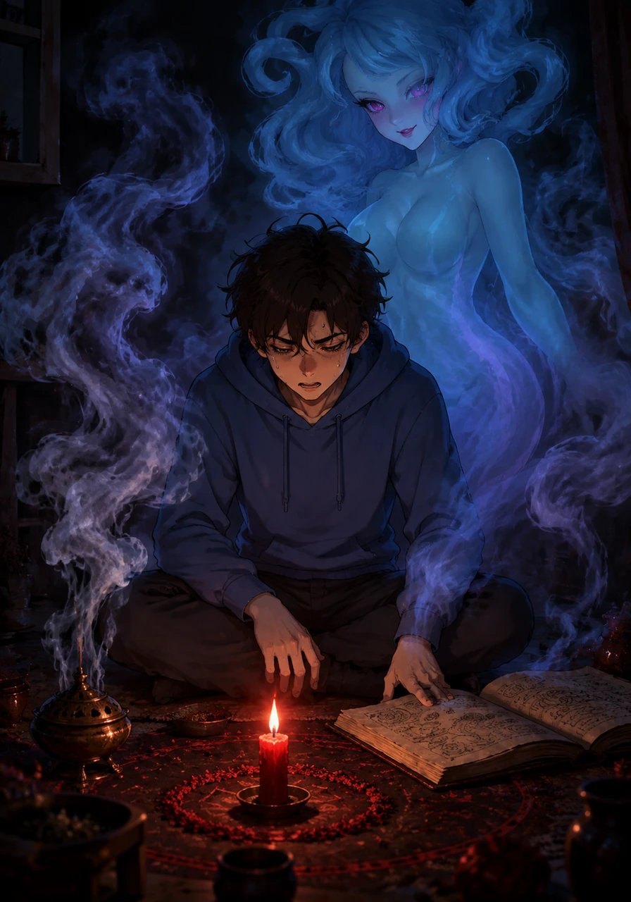 মধ্যরাতের নিস্তব্ধতায় অর্ণব তার ঘরের সমস্ত আলো নিভিয়ে দিয়ে লাল মোমবাতি জ্বালিয়ে পান্ডুলিপির নির্দেশিত সাধনায় বসে। নিঝুম ঘরের চারপাশে ধূপের ধোঁয়া অদ্ভুত আকৃতি ধারণ করে কুন্ডলী পাকিয়ে ওঠে, আর অর্ণব একমনে পিশাচিনী সাধনার মন্ত্র উচ্চারণ করতে থাকে। ঘরের মধ্যকার বাতাসের তাপমাত্রা মুহূর্তেই অস্বাভাবিকভাবে নিচে নেমে যায়।