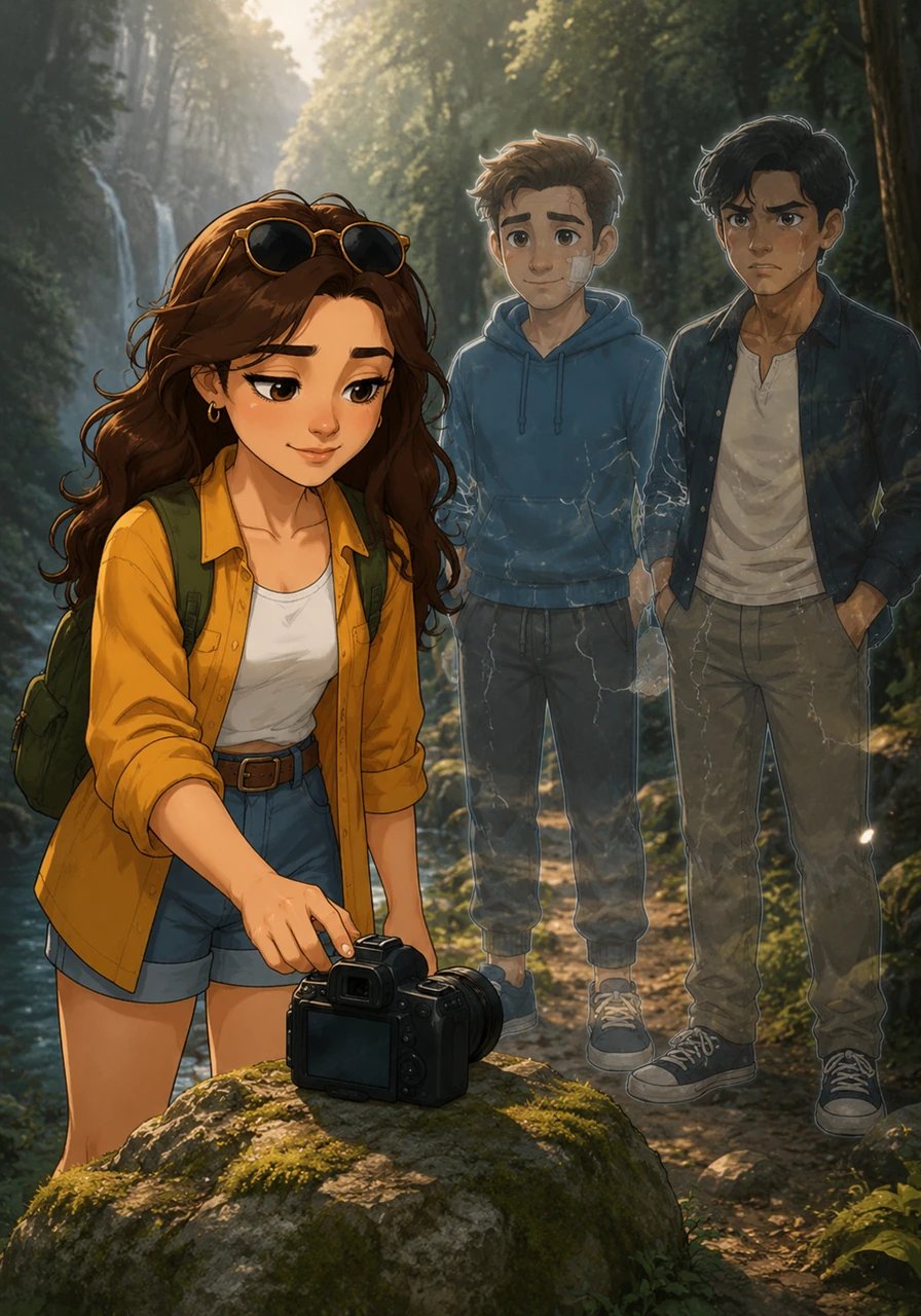 Sthea walks slowly toward her camera resting on the mossy rock, looking back at her broken yet transparent group of friends. She realizes that the illusion of their perfect, carefree bond is gone forever, replaced by something far more honest and profound. With steady hands, she sets the auto-timer on her camera.