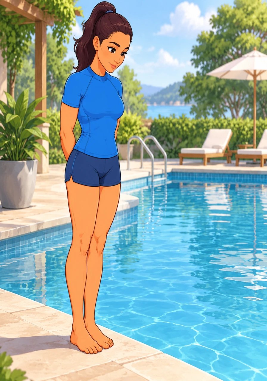 Elena stands near the quiet edge of a pool, reflecting on her lifelong hesitation around deep water. For years, water felt like an unpredictable force, but today marks a shift in her approach—moving away from apprehension and toward genuine understanding. She takes a calm breath, ready to explore the foundational physics and nature of water before taking a single stroke.