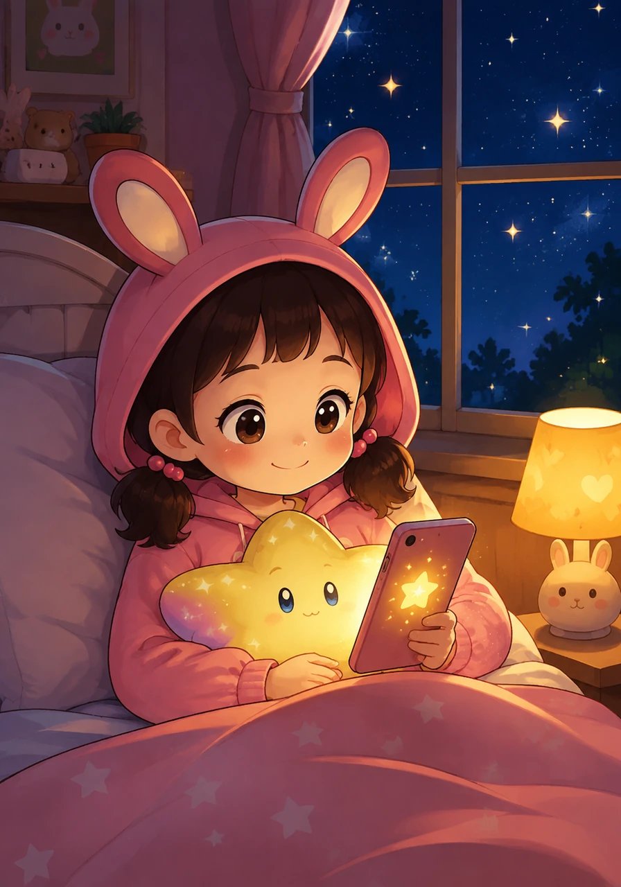 夜深了,窗外繁星点点。小栗子抱着毛绒玩具,看着手机里那颗微弱而温暖的小星星,甜甜地笑了。她明白了,AI就像口袋里的一颗小星星,当你需要帮忙的时候,它会努力为你发光。