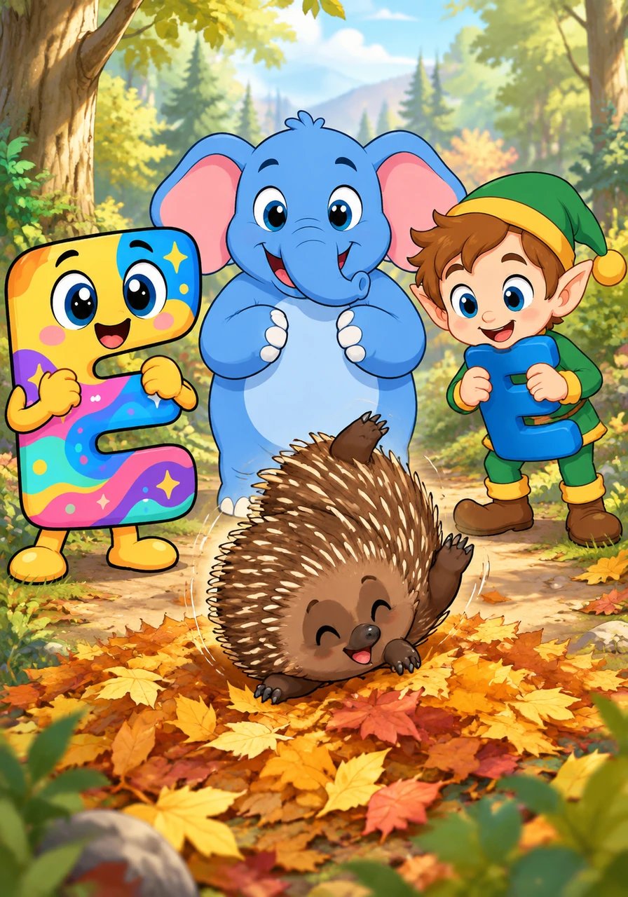 LUNGO IL SENTIERO INCONTRARONO ANCHE EMMA, UNA PICCOLA ECHIDNA CHE AMAVA FARE CAPRIOLE SU UN CUSCINO DI FOGLIE.