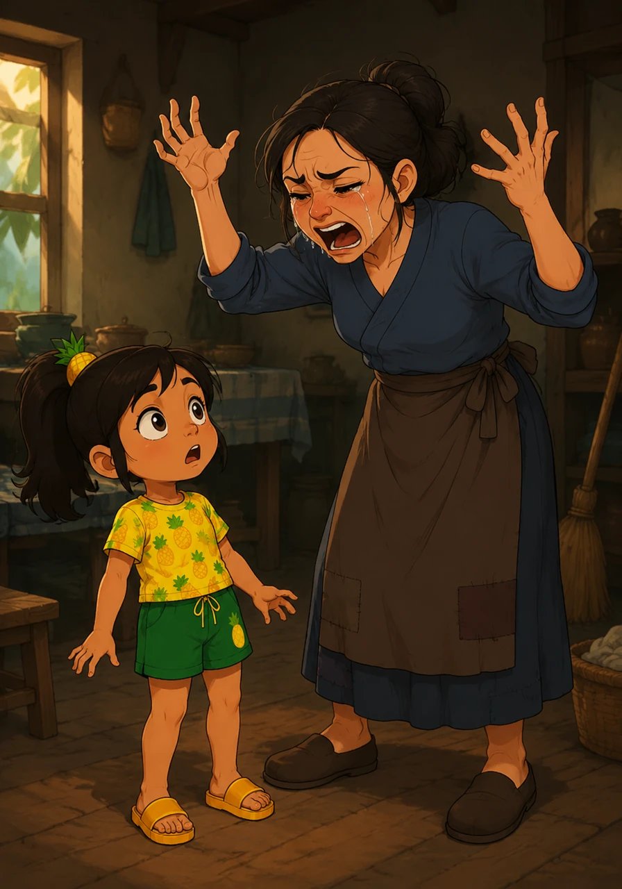 In a moment of exhaustion and anger, the mother cried out, wishing that Pina would grow a thousand eyes so she could finally see everything she claimed to miss.