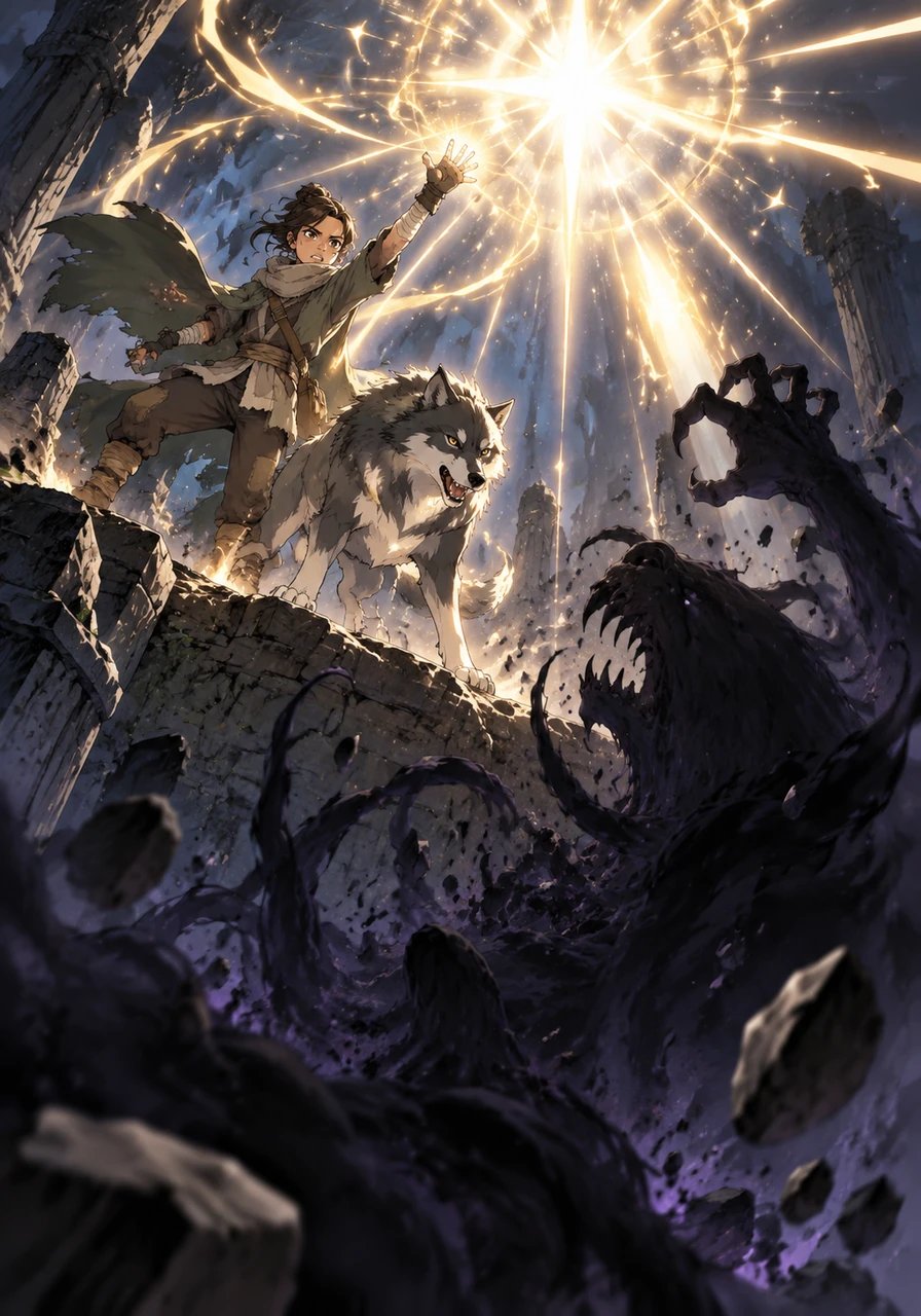 Knowing he could not overexert his magic, Kaelen narrated a targeted burst of brilliant starlight directly above the creature. Blinded and disoriented by the magical light, the monster retreated back into the abyssal depths from which it came.