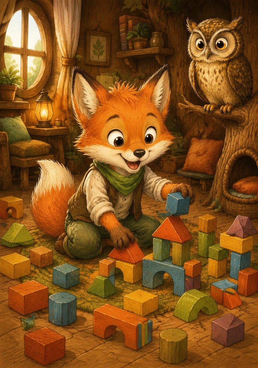 Albi volta para casa e espalha todas as letras no chão, formando palavras e frases cheias de carinho para seus amigos. Ele percebe que com o alfabeto completo, ele pode criar mundos inteiros e contar as histórias mais incríveis que sua imaginação permitir.