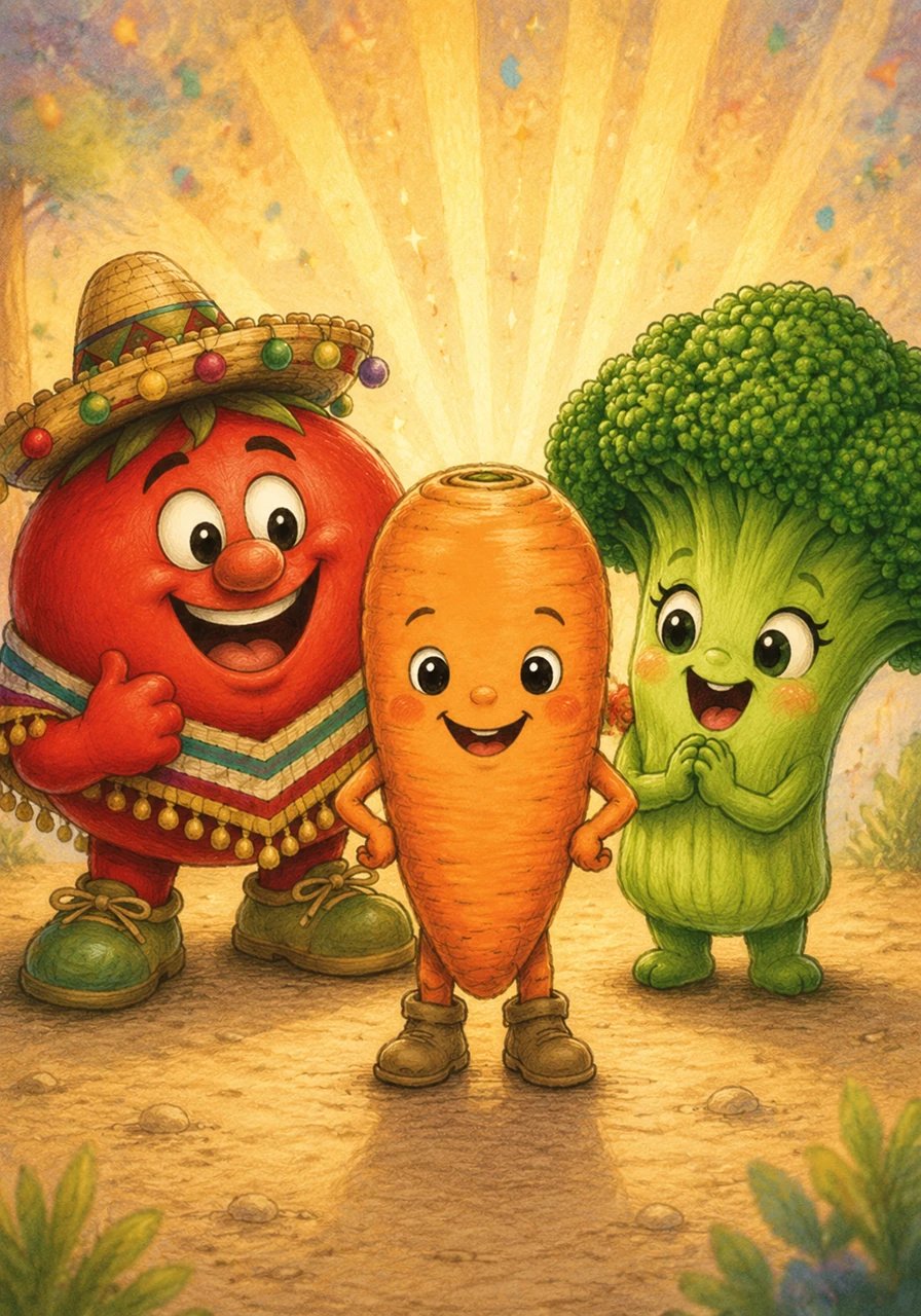 A bright, confident smile lights up Cody's face for the very first time that morning. He realizes that his size never limited his capability, proudly understanding that little carrots can indeed do big things.