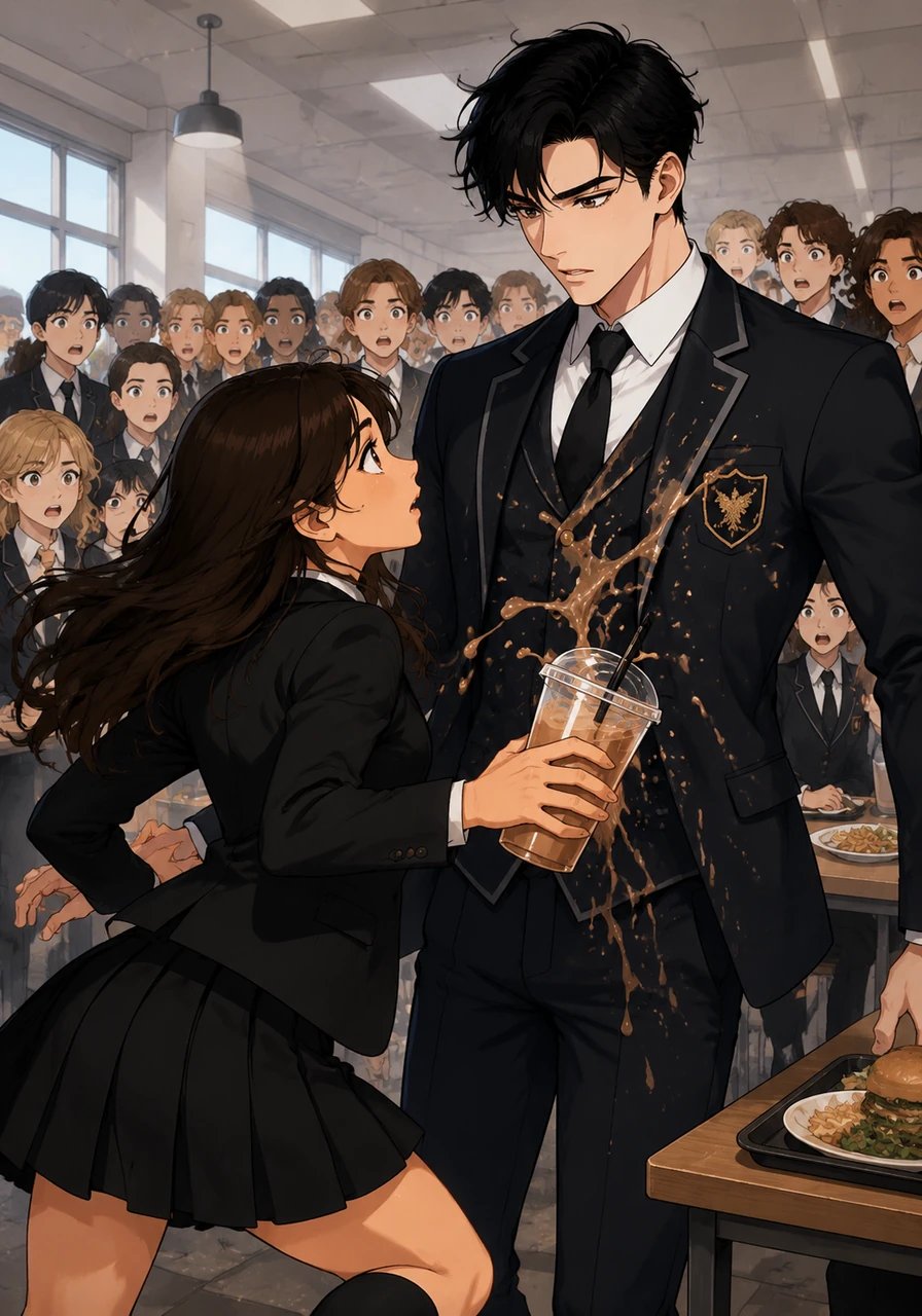 During lunch in the bustling cafeteria, the entire room abruptly stood in reverence as Kael walked through the doors, leaving Aira baffled by their dramatic deference. Turning carelessly to find a seat, Aira bumped right into Kael, spilling his drink across his dark uniform. As the room gasped in silent horror, Kael stared down at the fearless new girl, astonished that she had not felt his overpowering presence coming.