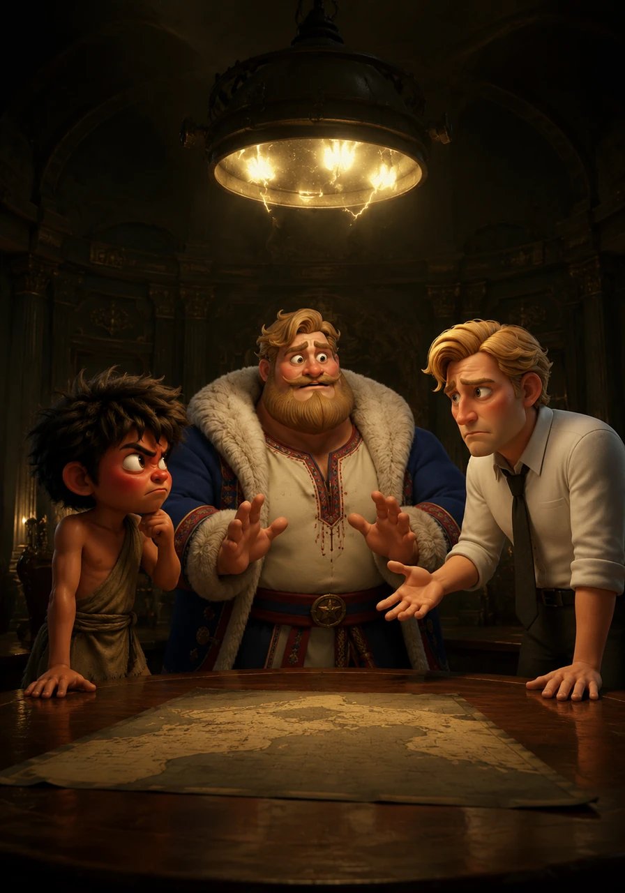Germany desperately tried to save the meeting by suggesting they do something productive, but his serious tone instantly killed the fun mood. Before anyone could argue, the large ceiling light directly above them began to flicker ominously.